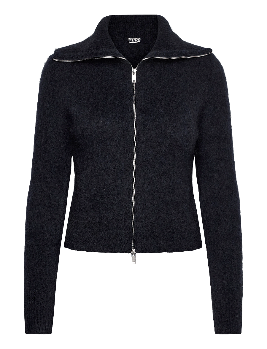 Weekday - Mohair blend zip cardigan - strickjacken - navy melange - 1