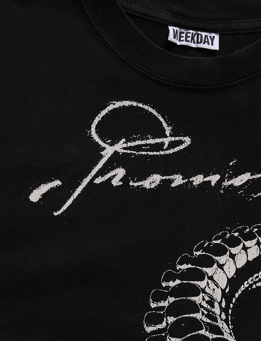 Weekday - Oversized Graphic Long-sleeve - langärmelige t-shirts - black "spiral" - 2