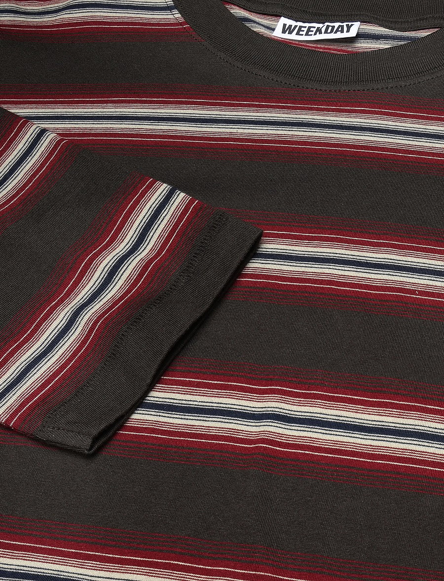 Weekday - Oversized Graphic Long-sleeve - pikkade varrukatega t-särgid - dark brown stripe - 2