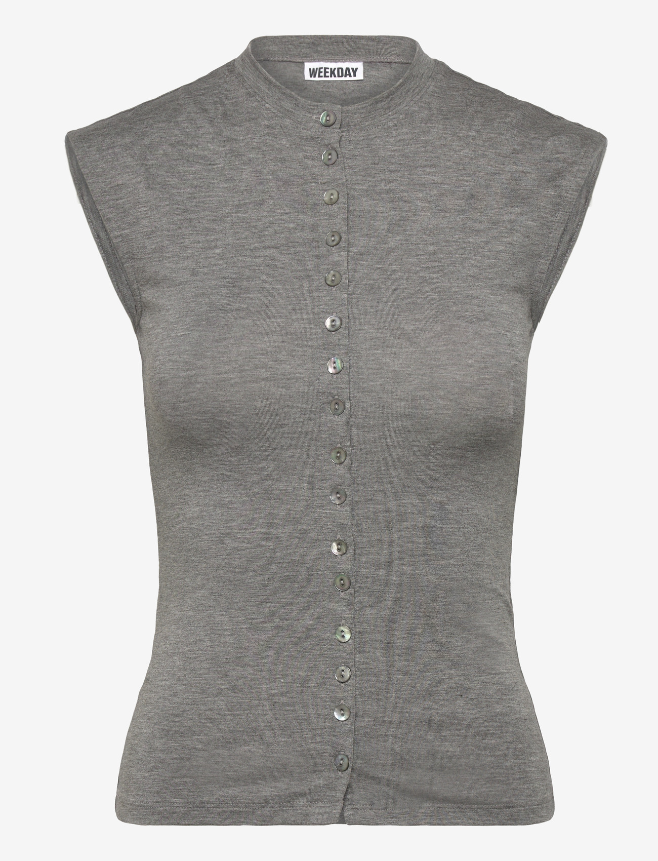 Weekday - Pearl Button Up Top - topid ja varrukateta alussärgid - grey melange - 0