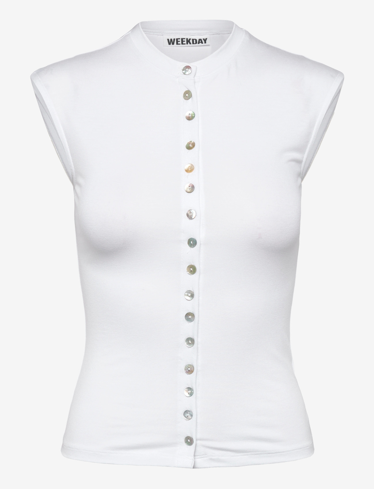 Weekday - Pearl Button Up Top - tanktops - white light - 0