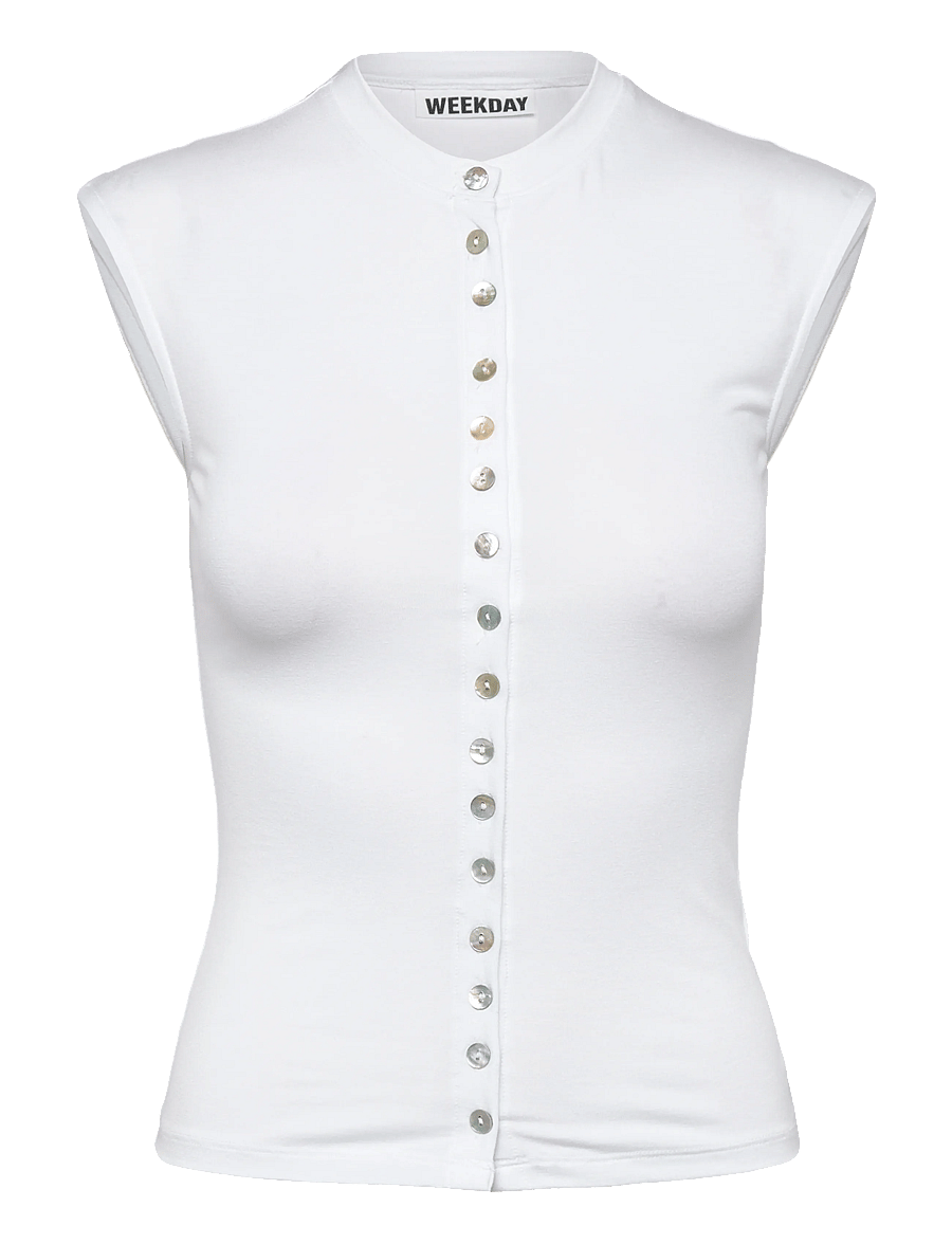 Weekday - Pearl Button Up Top - tanktops - white light - 0