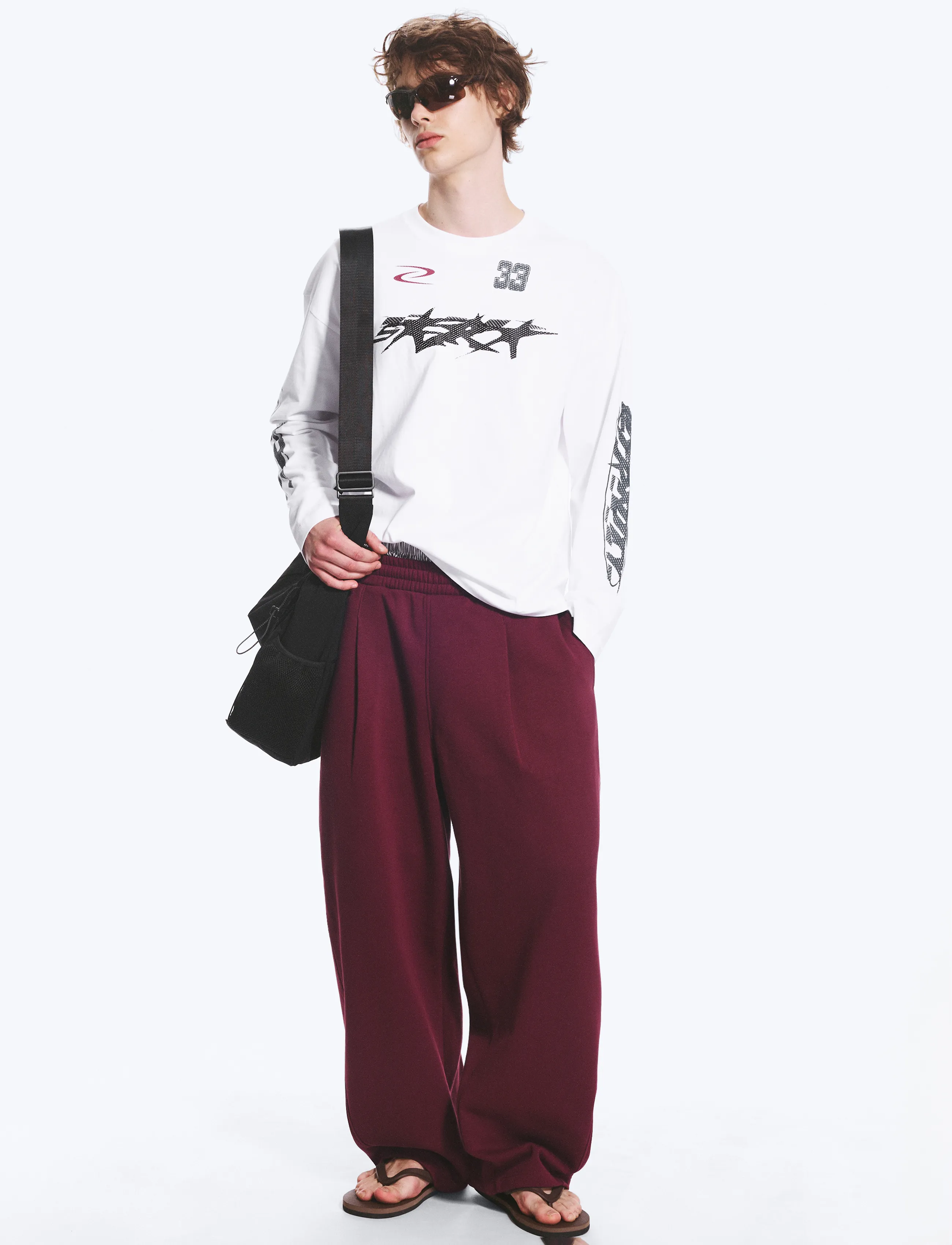 Weekday Loose Pleated Sweatpants - Osta olukorra järgi - BURGUNDY / burgundy