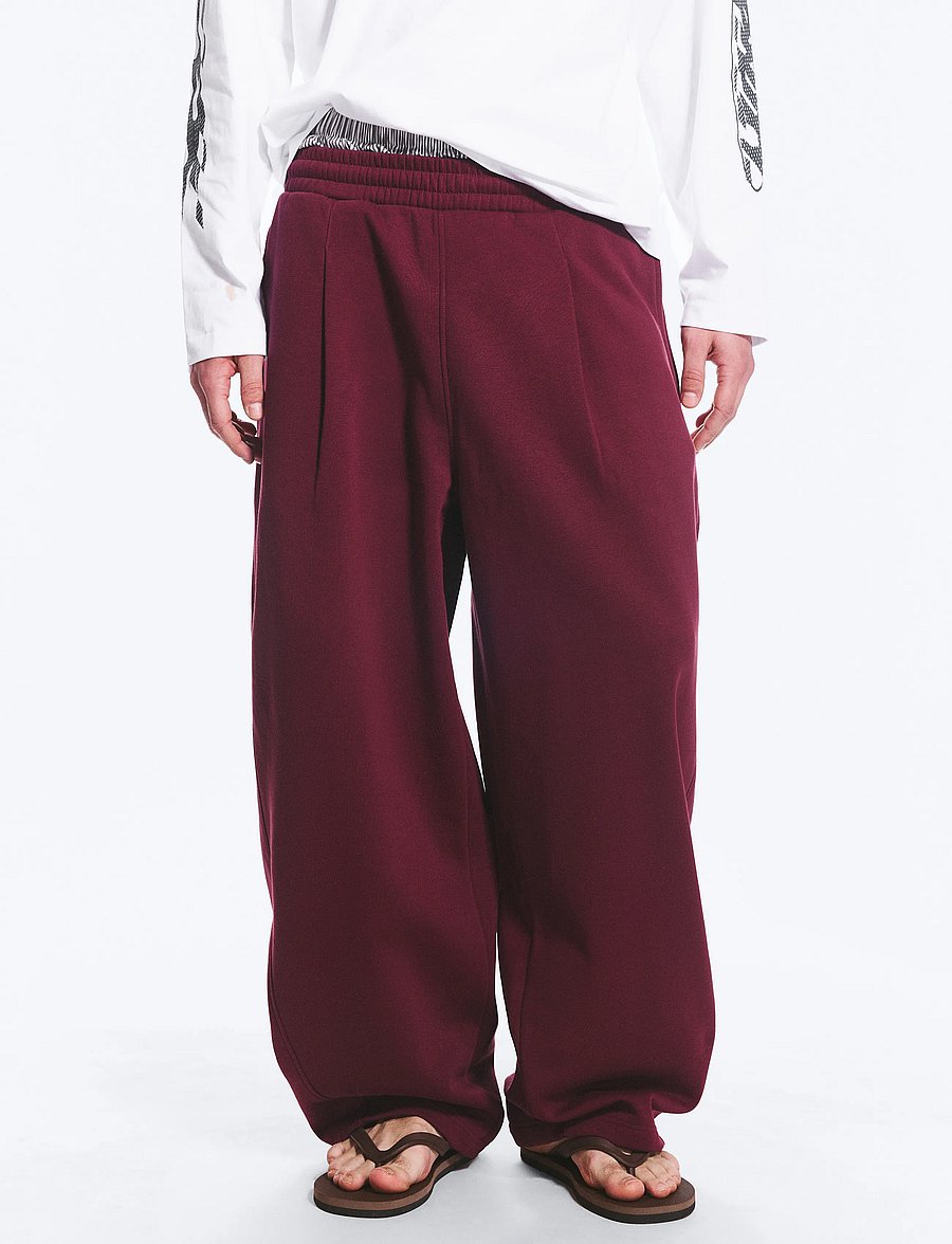 Weekday - Loose Pleated Sweatpants - osta olukorra järgi - burgundy - 5