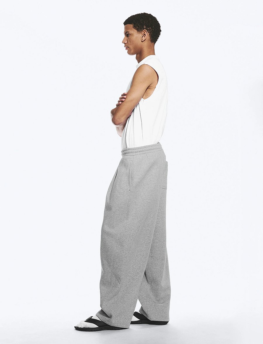Weekday - Loose Pleated Sweatpants - shop by occasion - grey melange - 3