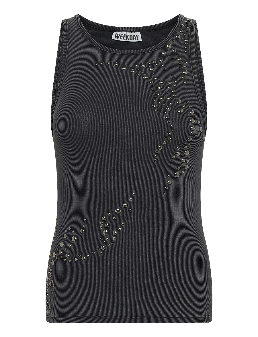 Weekday - Studded tank top - tanktops - grey dark - 0