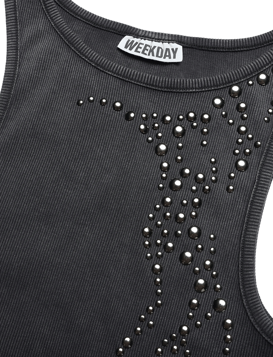 Weekday - Studded tank top - tanktops - grey dark - 2