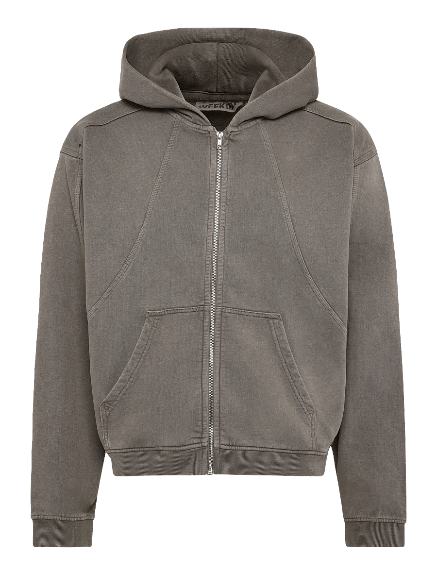 Weekday - Boxy Zip Hoodie - hoodies - grey dark - 0
