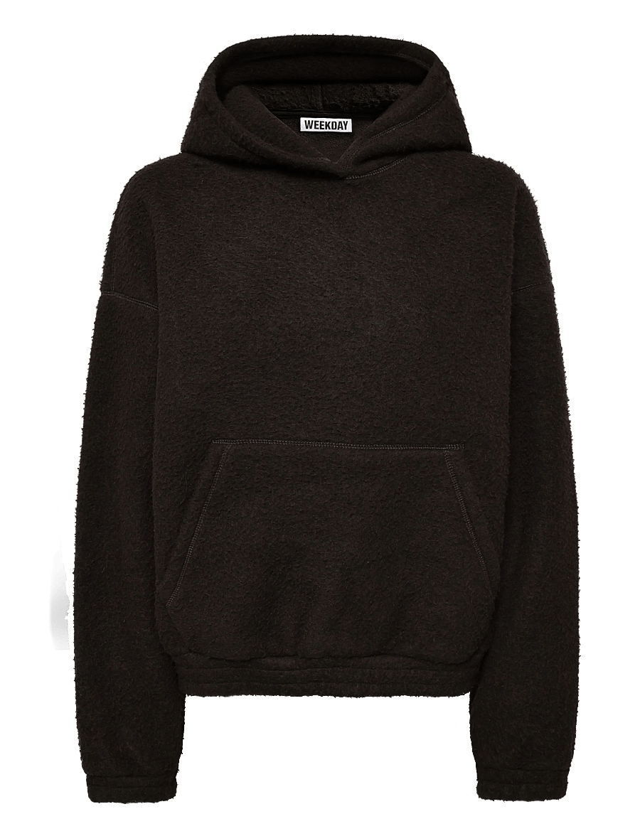 Weekday - Sadie Woolblend Hoodie - hættetrøjer - dark brown - 0