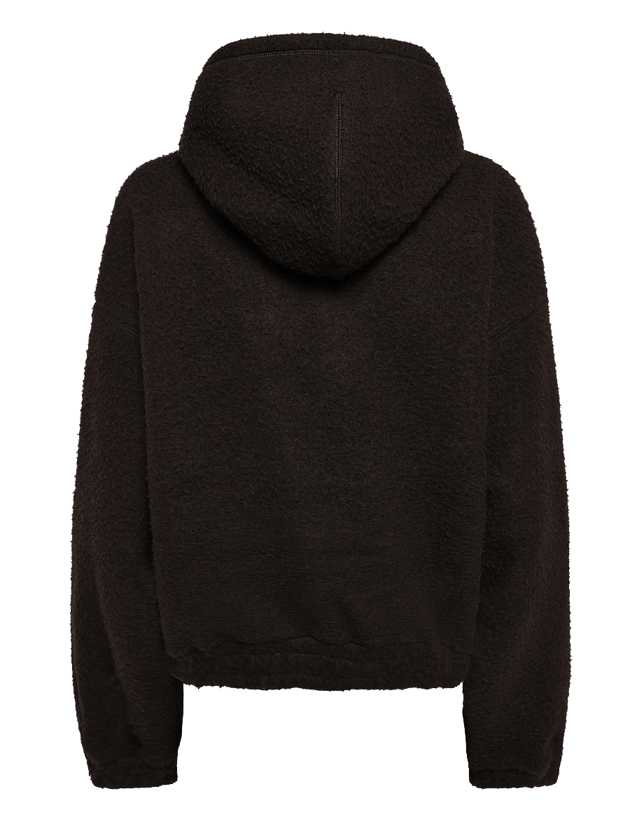 Weekday - Sadie Woolblend Hoodie - hættetrøjer - dark brown - 1