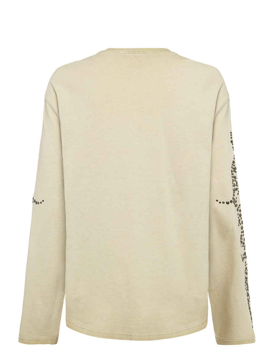 Weekday - Oversized Graphic Long-Sleeved T-shirt - langærmede toppe - beige medium dusty - 1