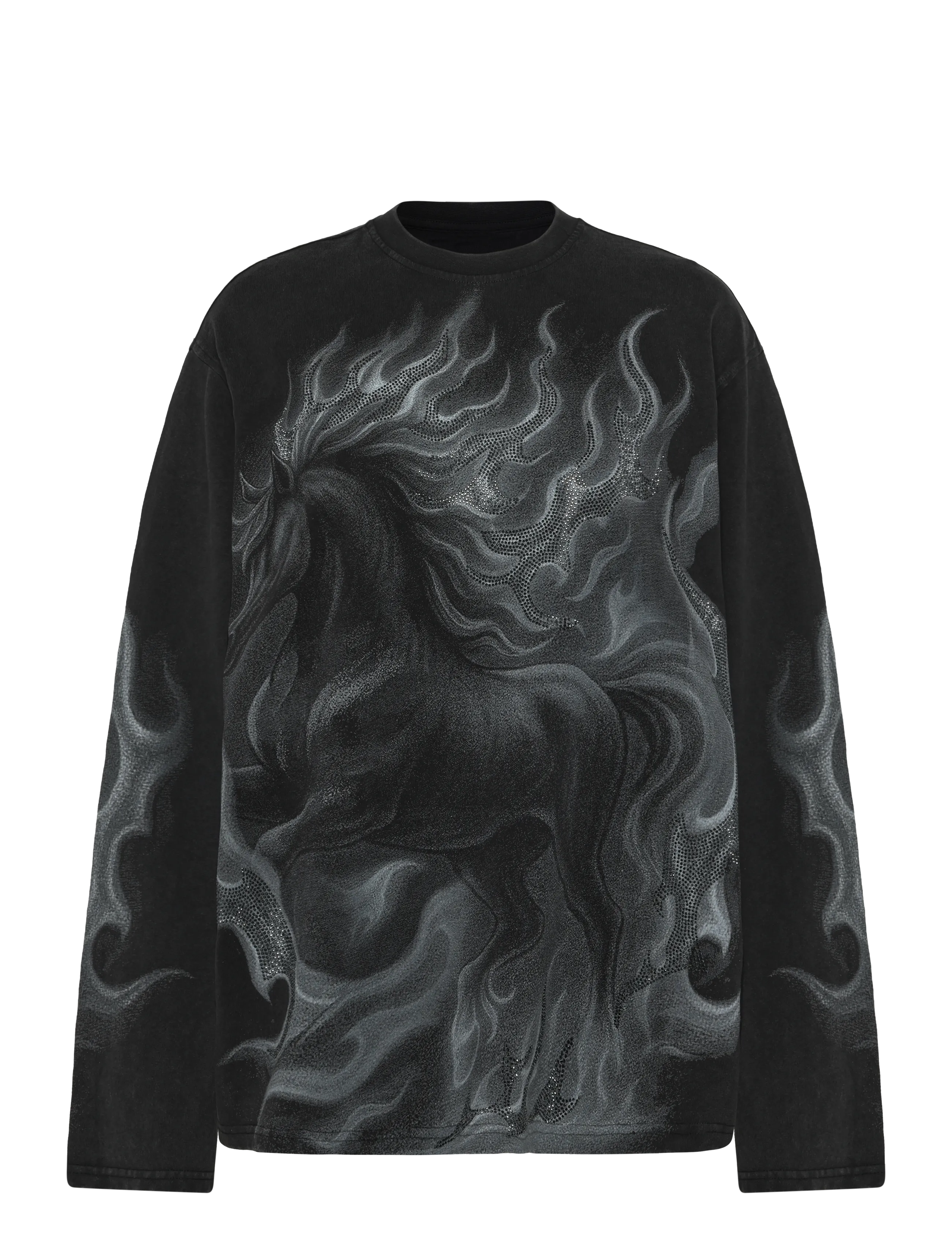 Weekday Oversized Graphic Long-Sleeved T-Shirt, Kvinder, Oversize Grafisk Langærmet T-shirt, Sort, Str: XS