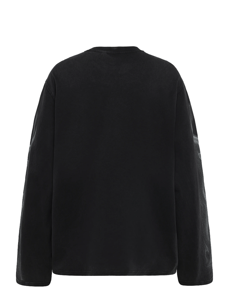 Weekday - Oversized Graphic Long-Sleeved T-shirt - langærmede toppe - black - 1