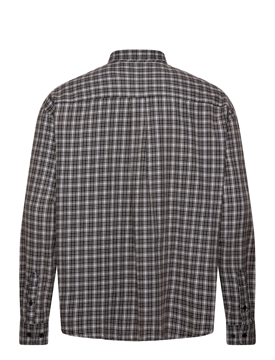 Weekday - Lloyd Loose Fit Flannel Shirt - flanell-hemden - dark grey - 1
