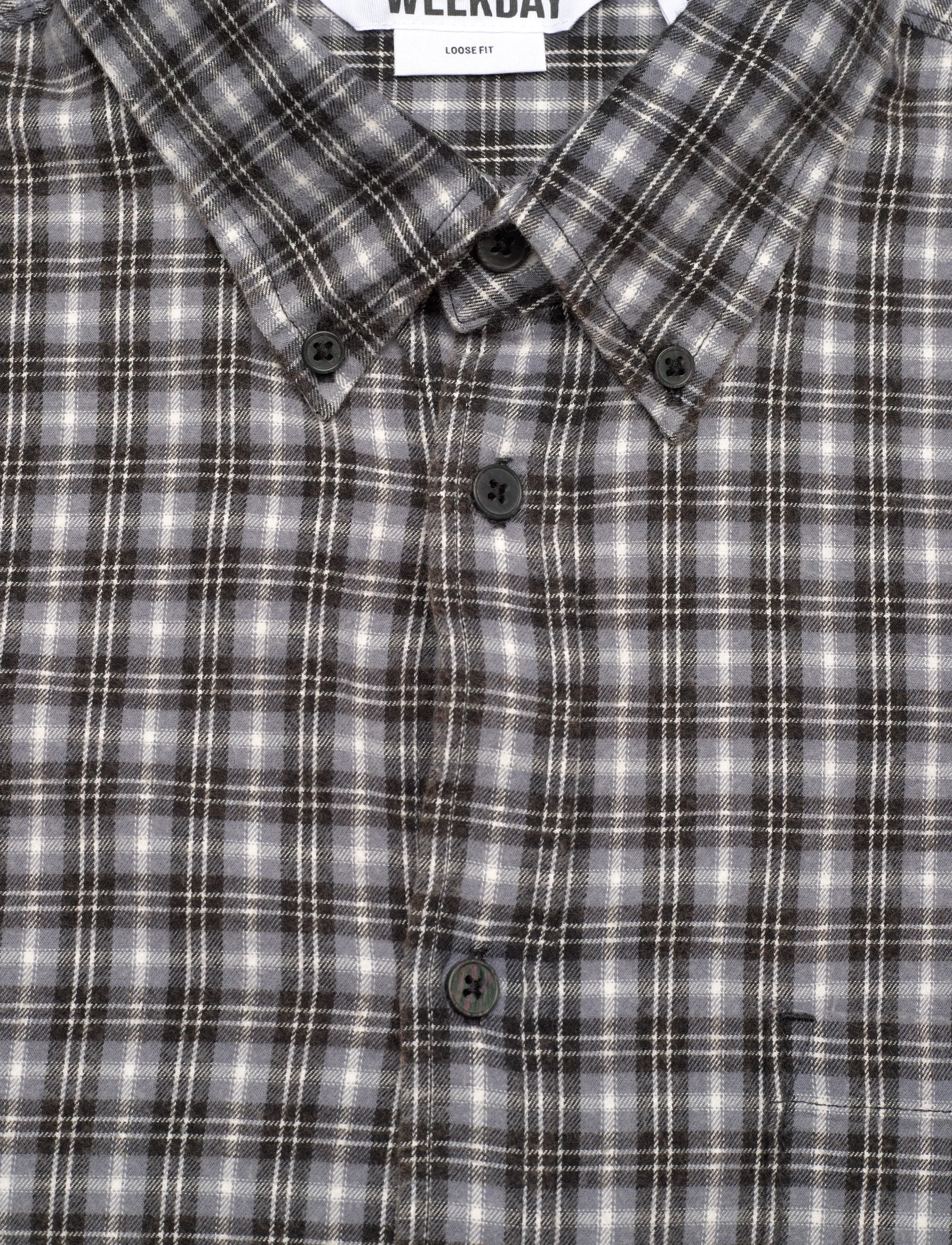 Weekday - Lloyd Loose Fit Flannel Shirt - flanell-hemden - dark grey - 2