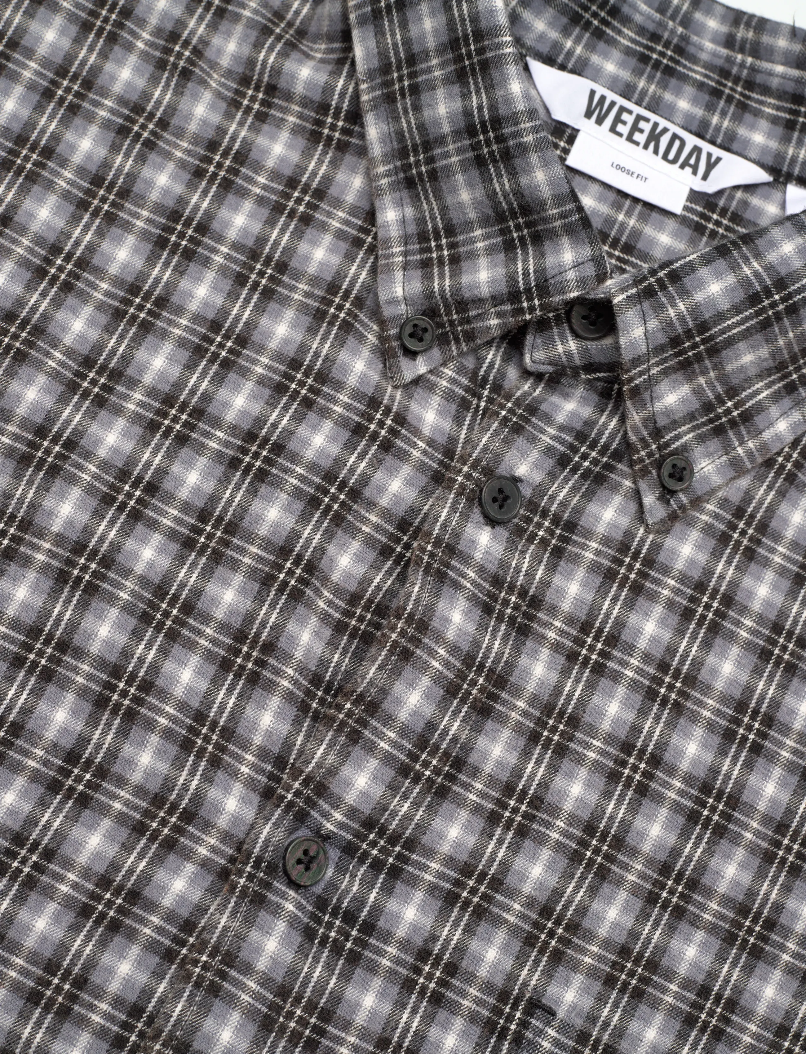Weekday - Lloyd Loose Fit Flannel Shirt - flanell-hemden - dark grey - 3