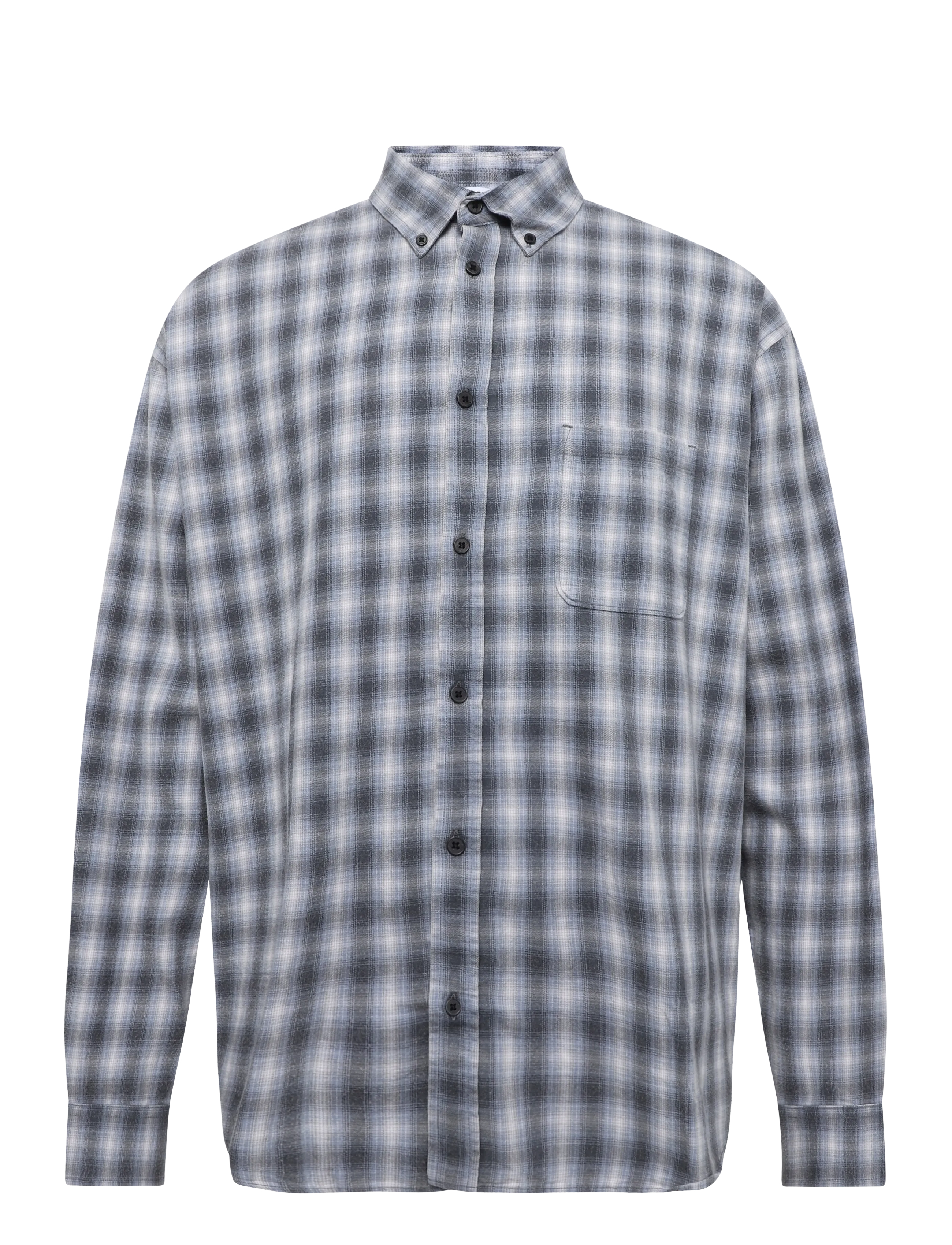 Weekday Lloyd Loose Fit Flannel Shirt, Herren, Loose Fit Flanellhemd, Grau, Gr.XS