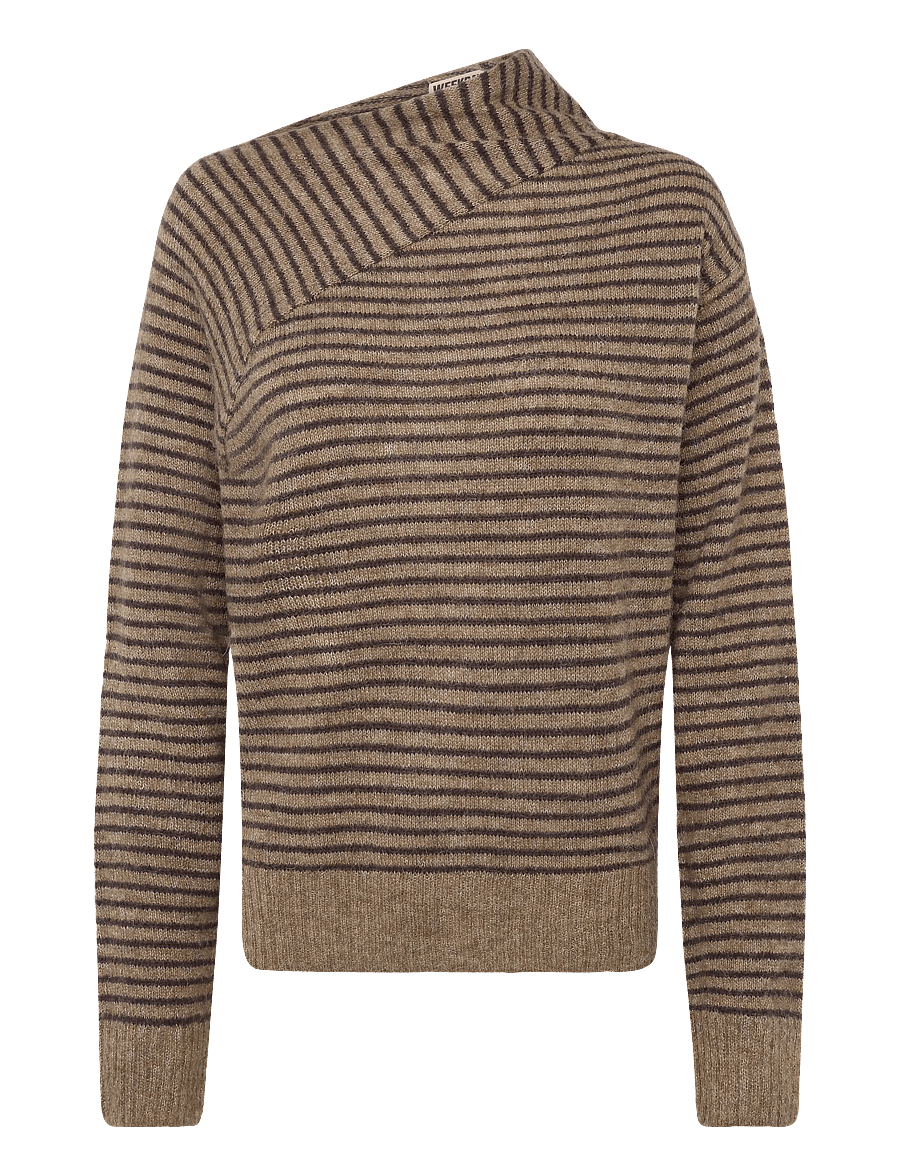 Weekday - Nina Alpaca Blend Jumper - pullover - brown melange/off black stripe - 0