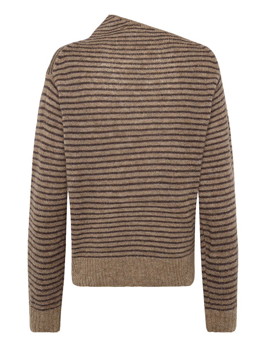 Weekday - Nina Alpaca Blend Jumper - pullover - brown melange/off black stripe - 1