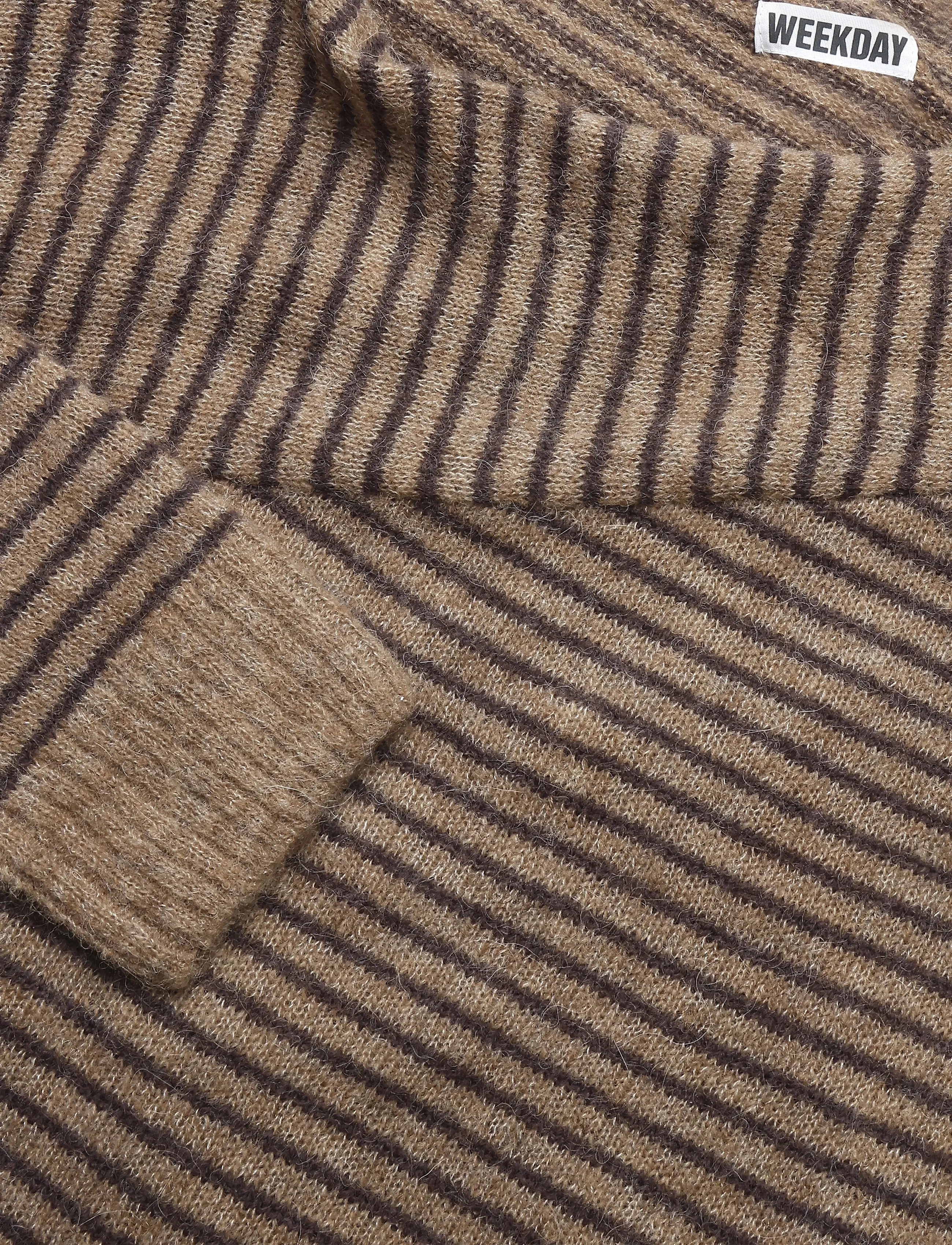 Weekday - Nina Alpaca Blend Jumper - brown melange/off black stripe - 2