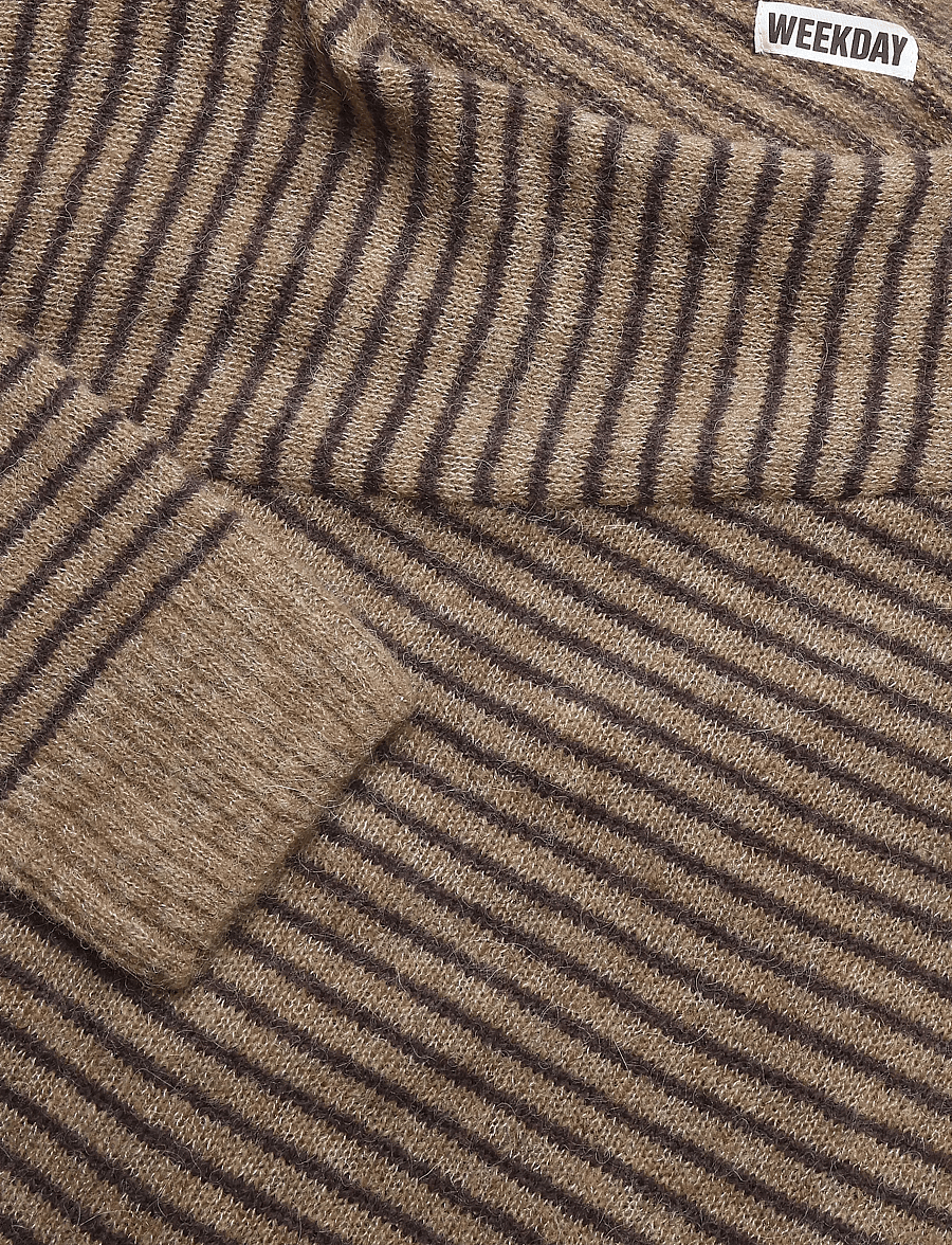 Weekday - Nina Alpaca Blend Jumper - pullover - brown melange/off black stripe - 2