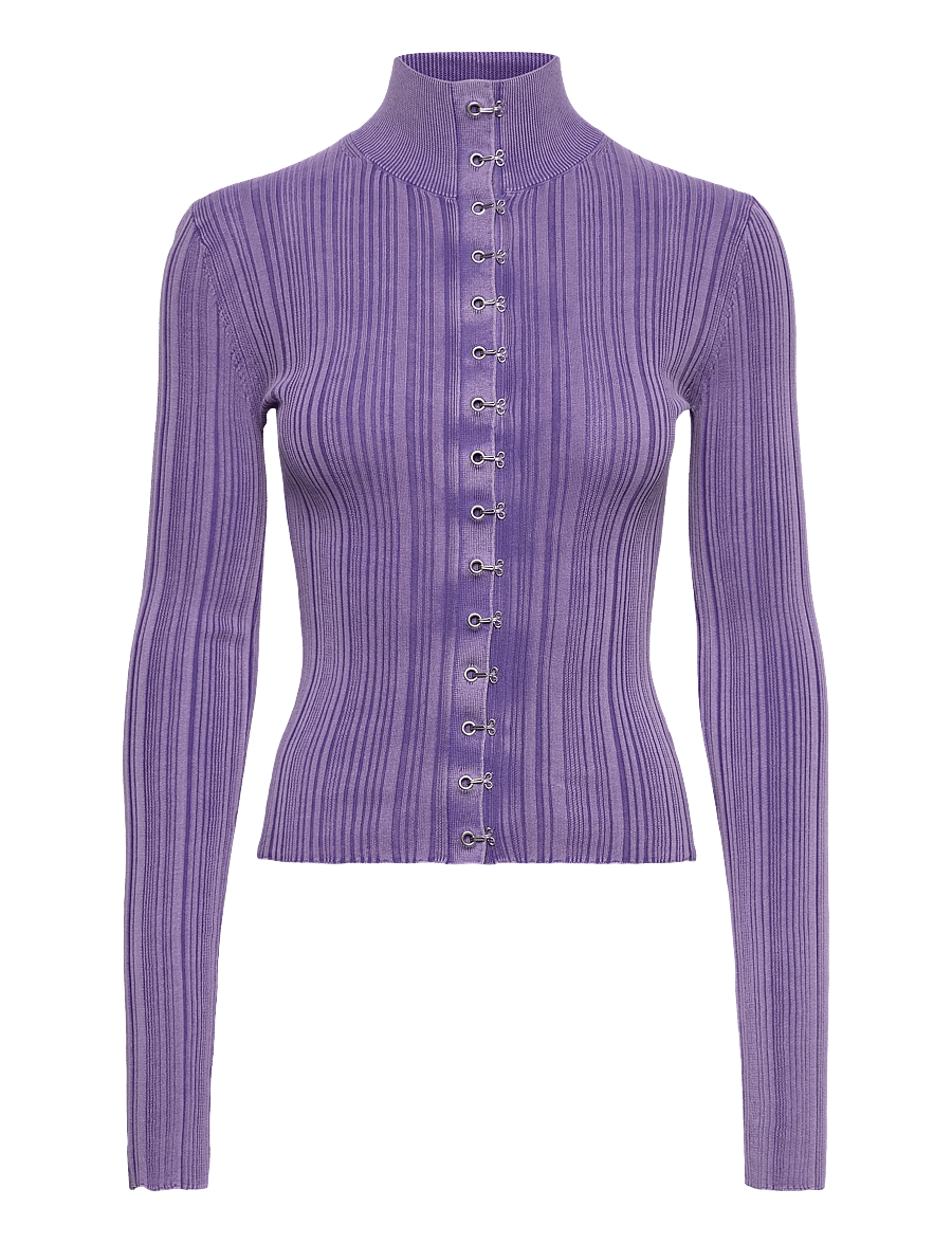 Weekday - Ribbed fitted cardigan - koftor - purple wash - 0