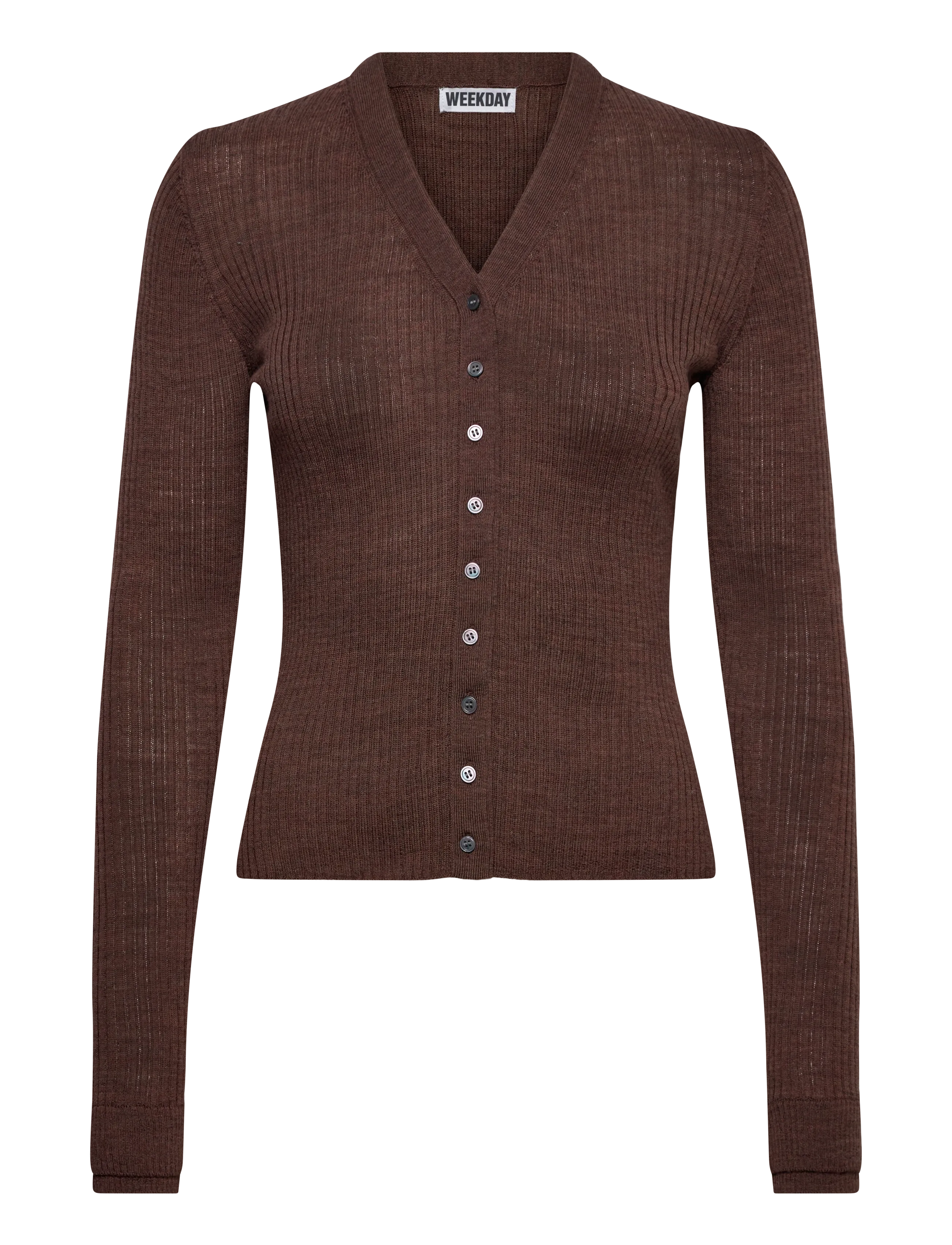 Weekday V-neck merino cardigan - Weekday - DARK BROWN / brown