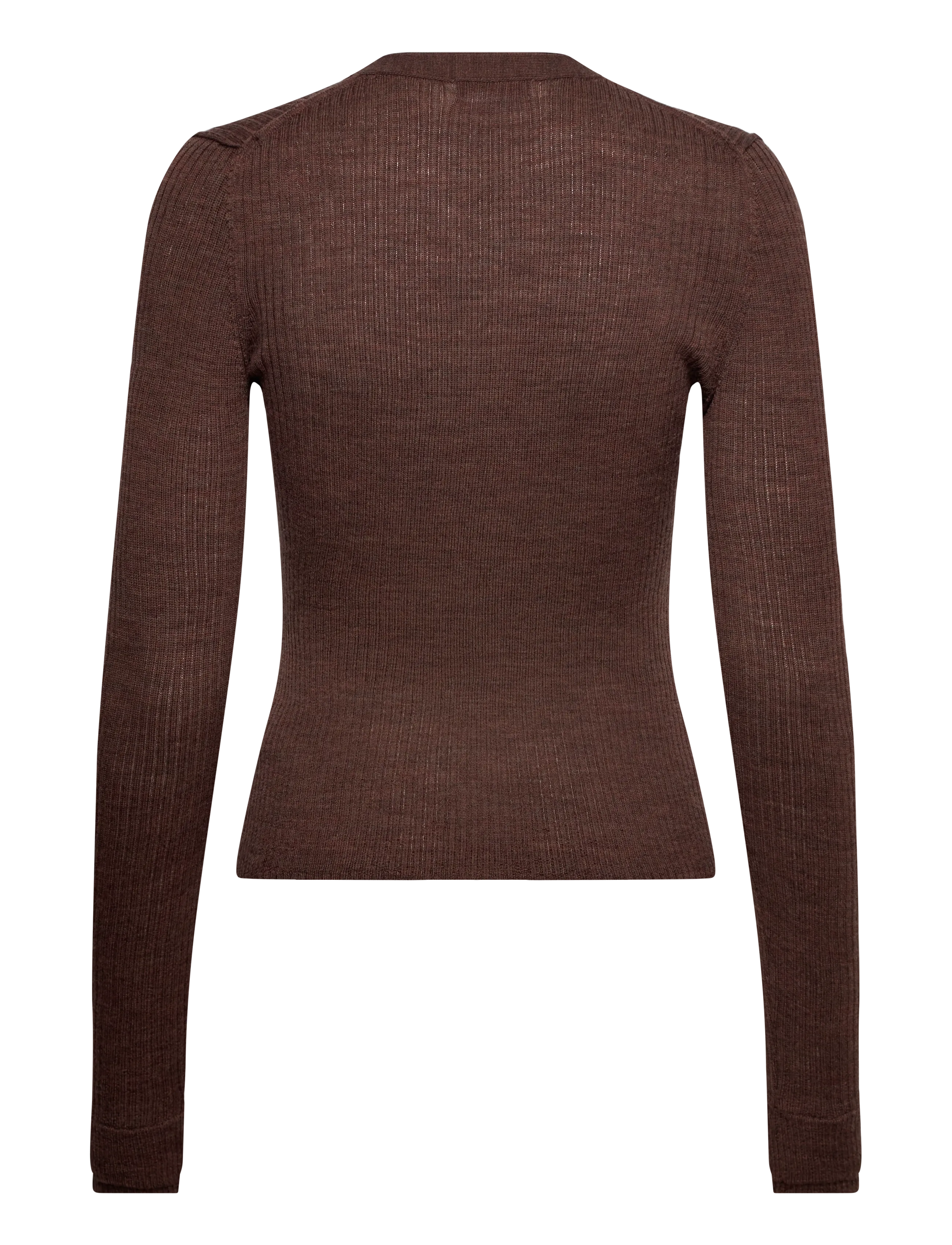 Weekday - V-neck merino cardigan - strickjacken - dark brown - 1