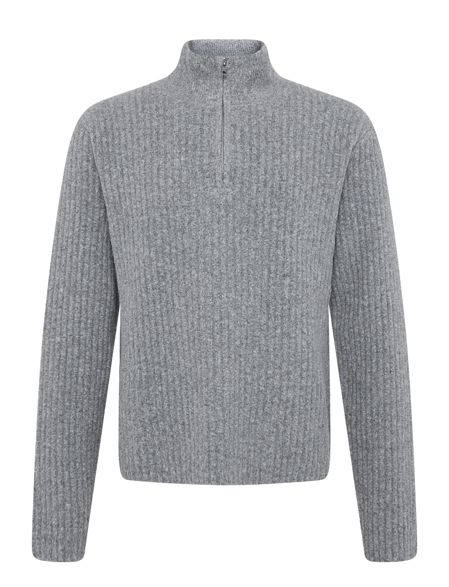 Weekday - Davos Half-zip Woolblend Sweather - halfzip strik - grey melange - 0