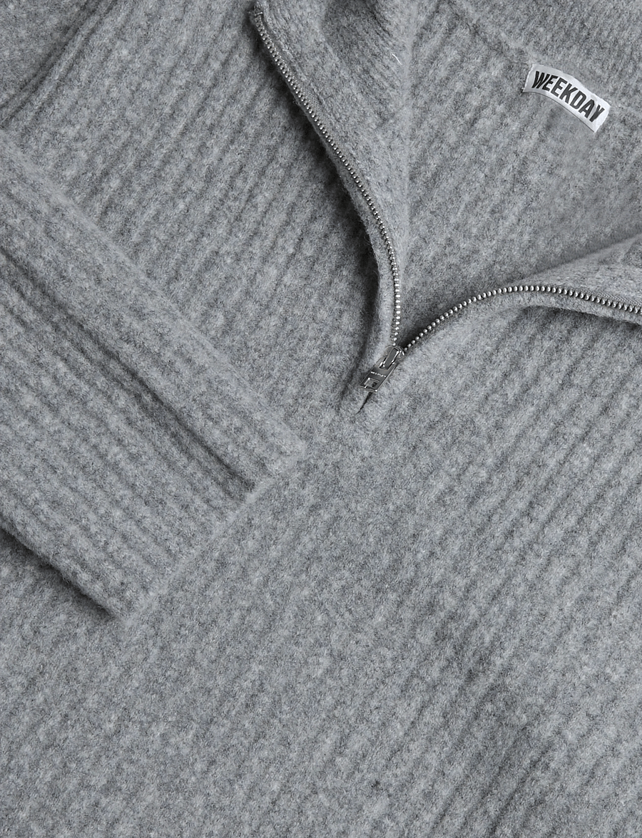 Weekday - Davos Half-zip Woolblend Sweather - halfzip strik - grey melange - 2