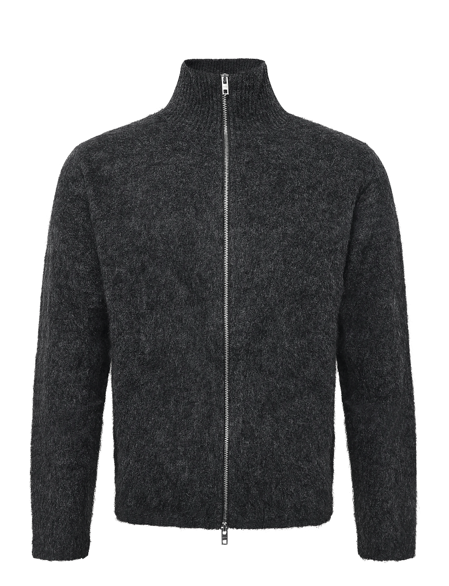 Weekday - Premium Alpaca Marley - pullover mit durchgehendem reißverschluss - dark grey - 0