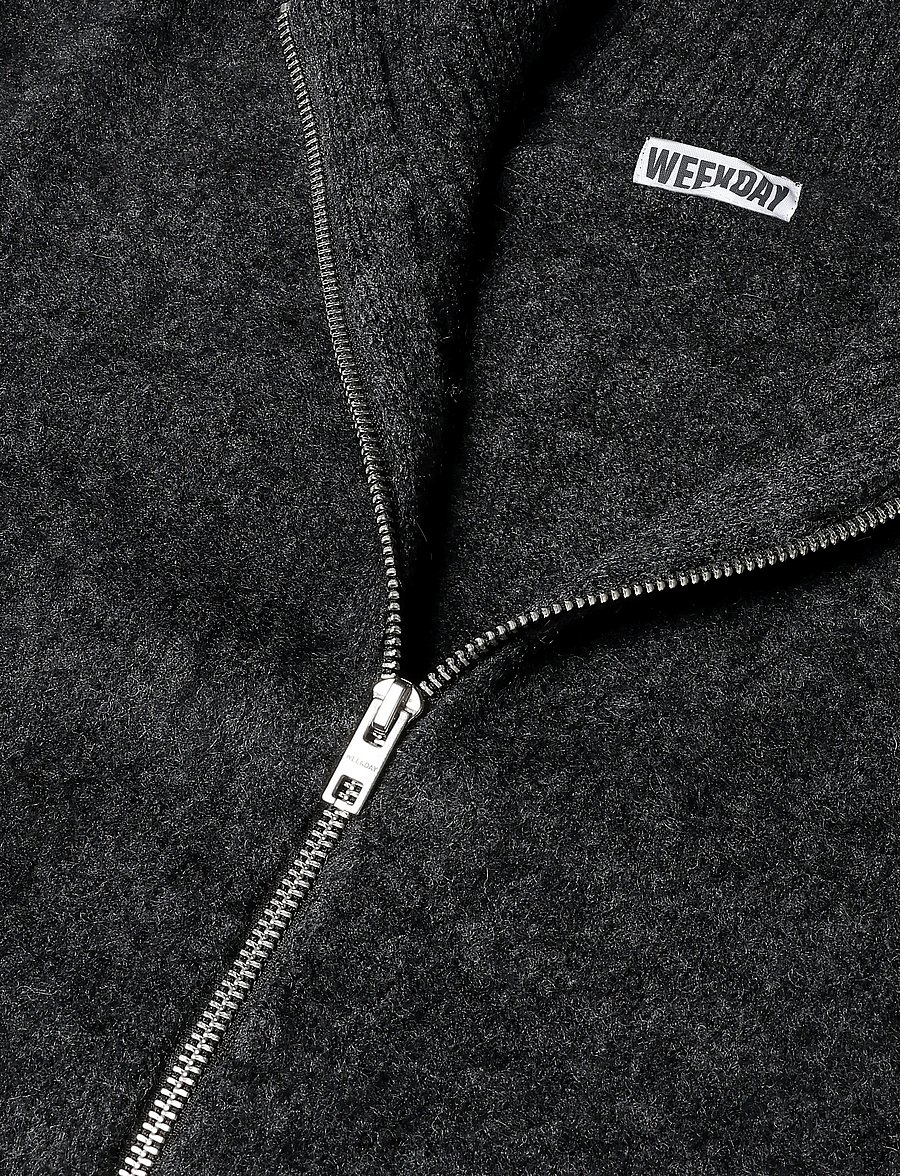 Weekday - Premium Alpaca Marley - pullover mit durchgehendem reißverschluss - dark grey - 2