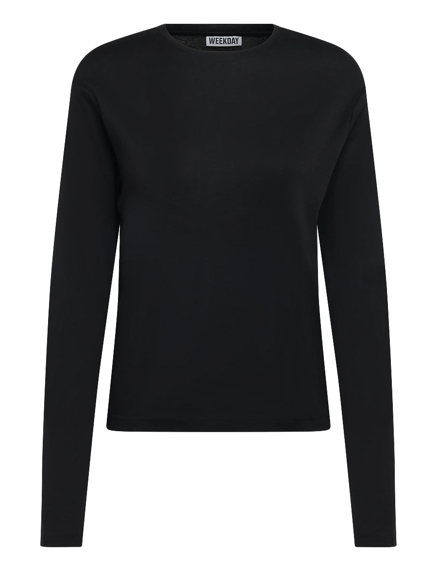 Weekday - Niki Long Sleeve T-shirt - langærmede toppe - black - 0
