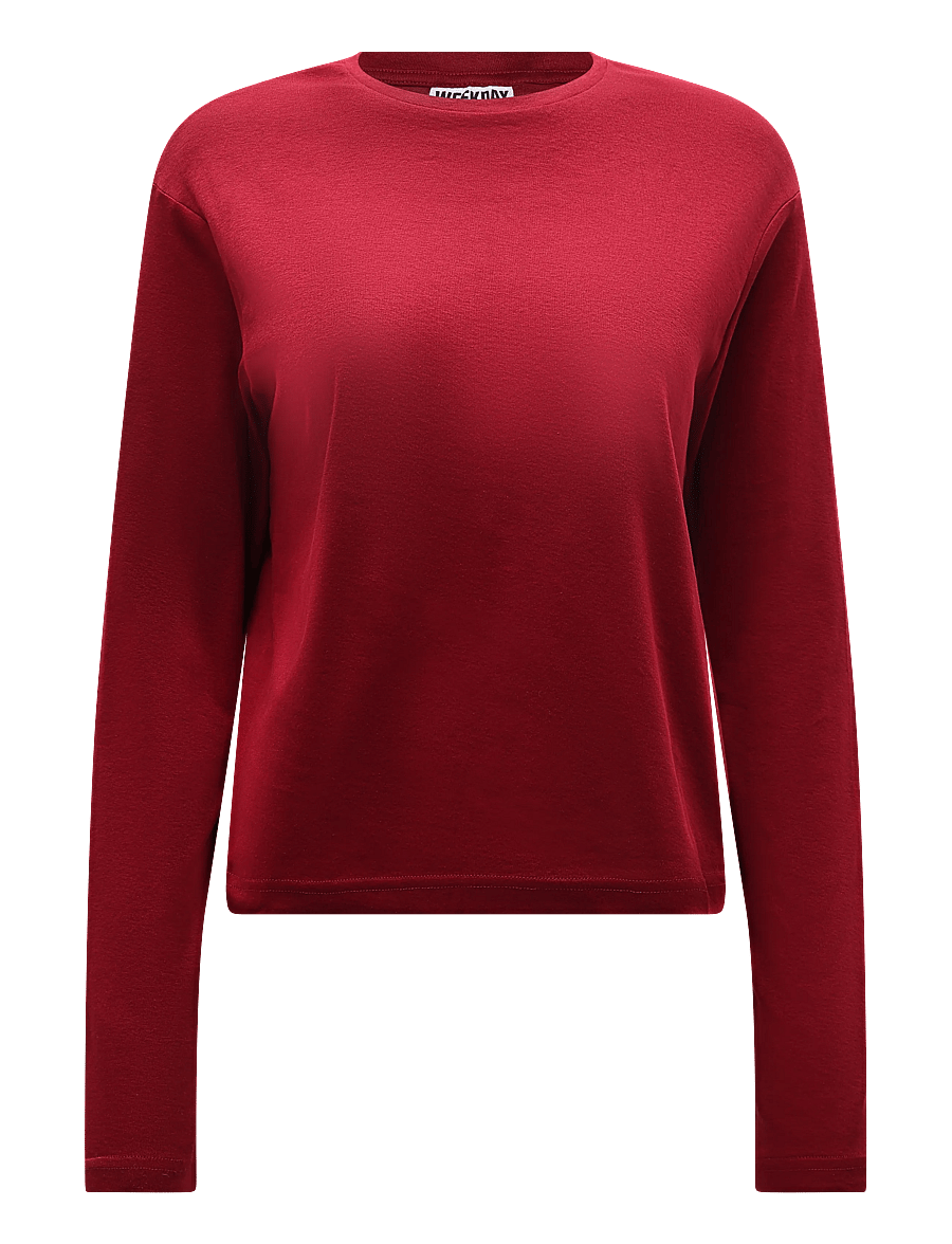 Weekday - Niki Long Sleeve T-shirt - langärmlige tops - cherry red - 0