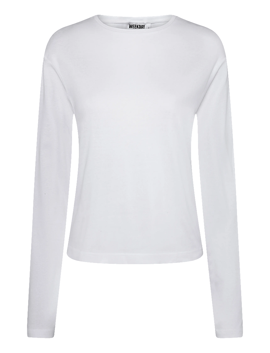 Weekday - Niki Long Sleeve T-shirt - langærmede toppe - white light - 0