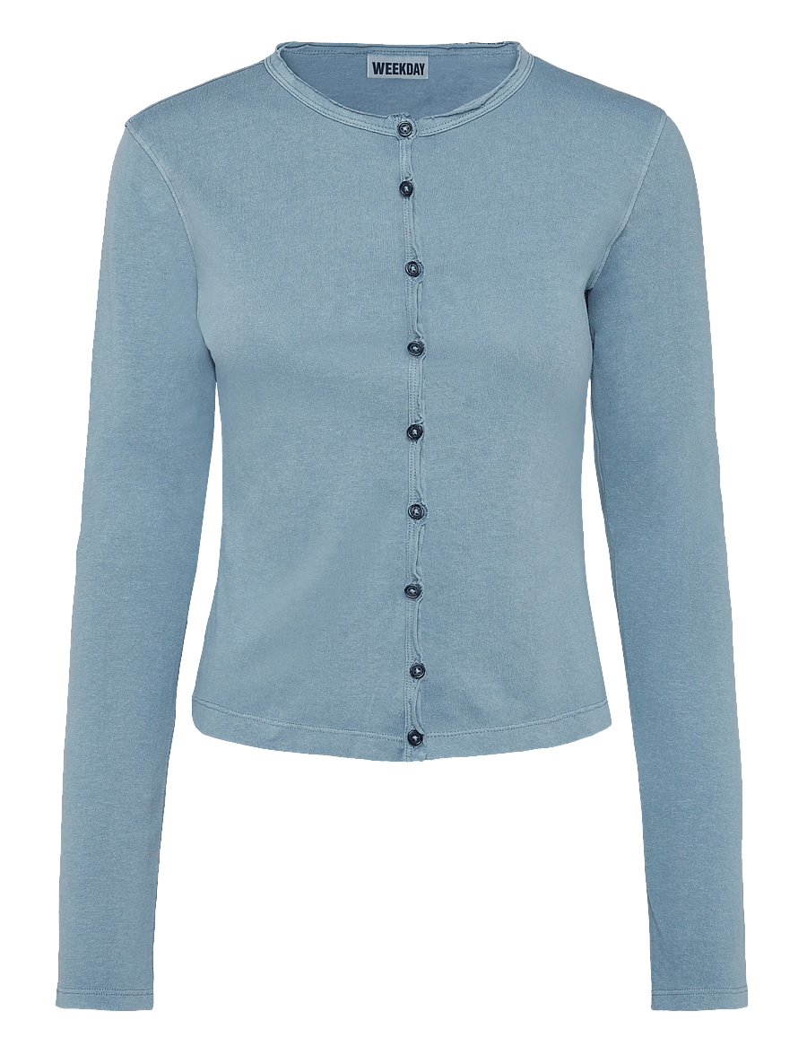 Weekday - Slim jersey cardigan - cardigans - dusty blue - 0