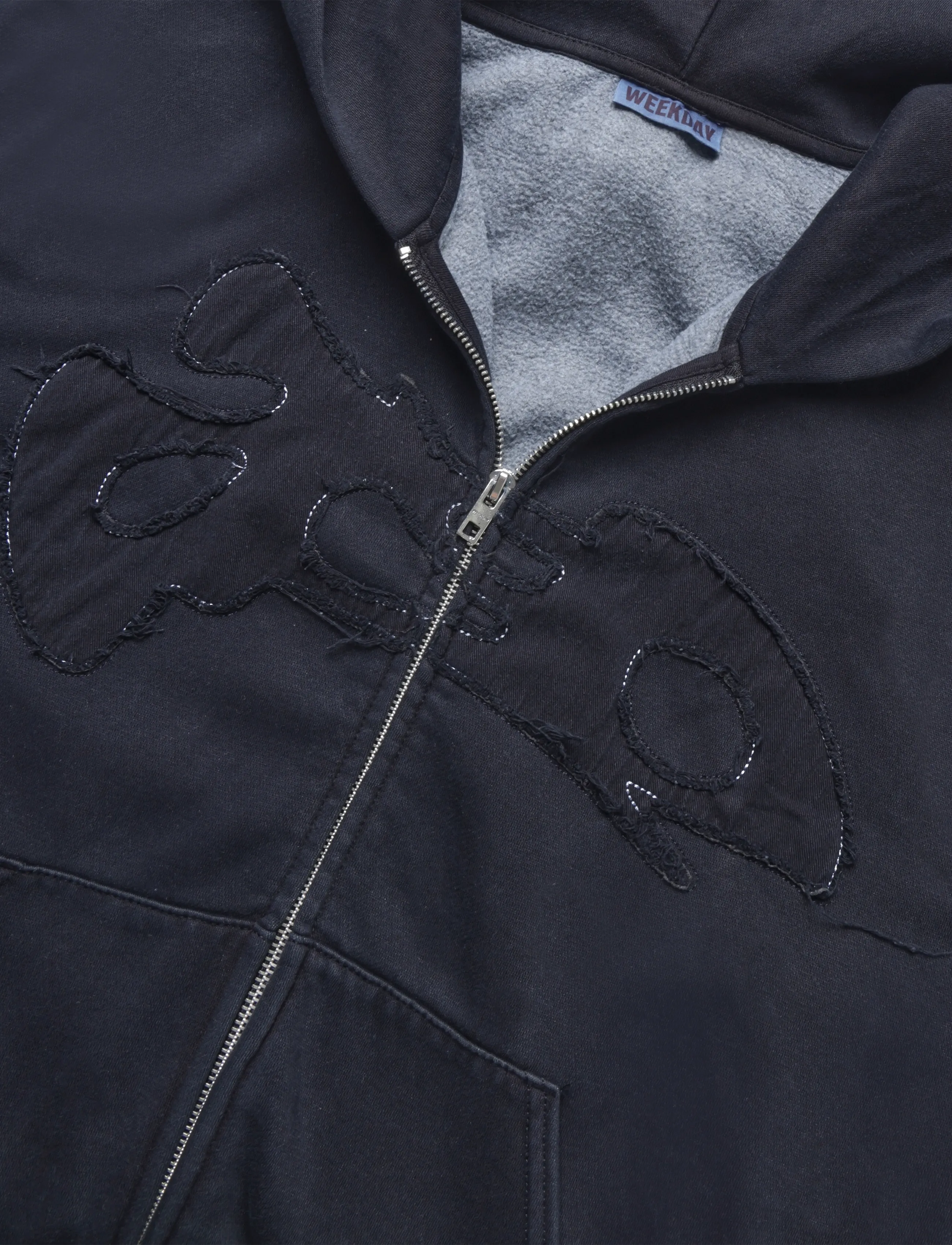 Weekday - Tony Topstich Hoodie - navy emroidered cold wash - 2