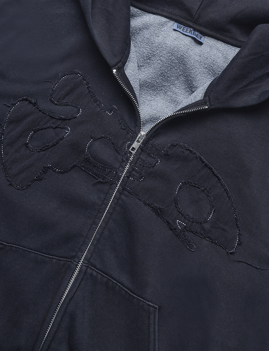 Weekday - Tony Topstich Hoodie - hoodies - navy emroidered cold wash - 2