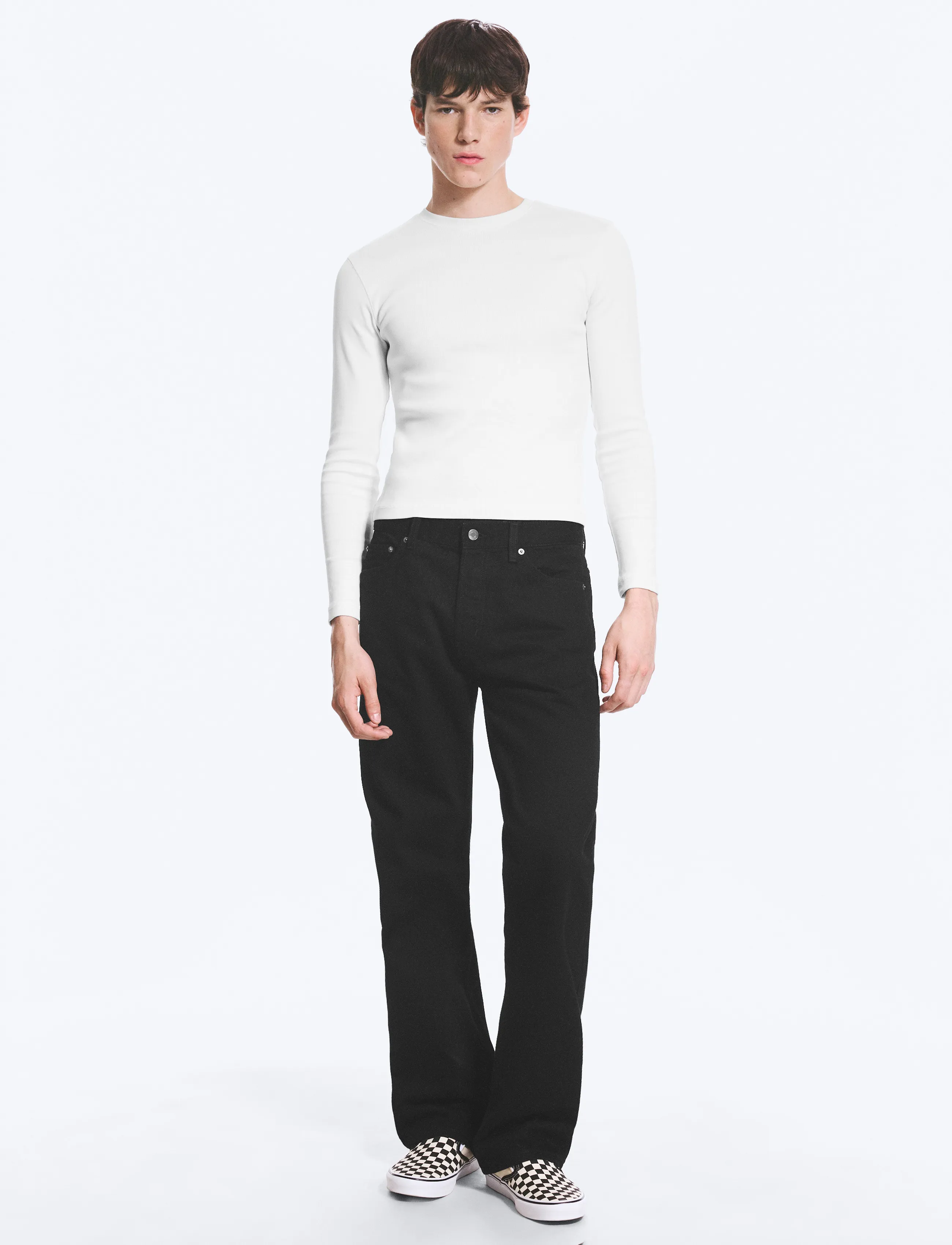 Weekday Space Mid Rise Relaxed Straight Jeans - Inspiration - BLACK RINSE / black