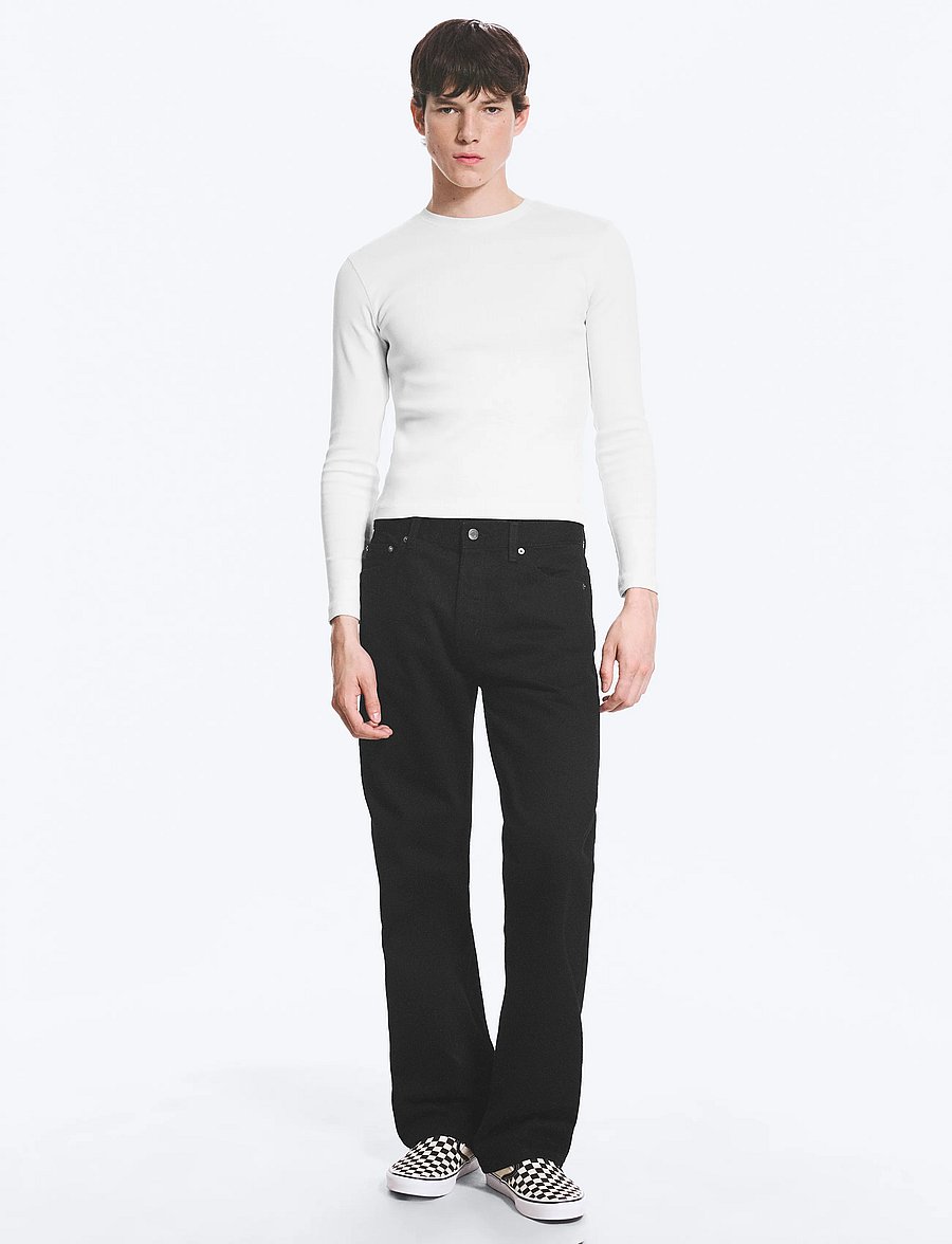 Weekday - Space Mid Rise Relaxed Straight Jeans - regular piegriezuma džinsi - black rinse - 0