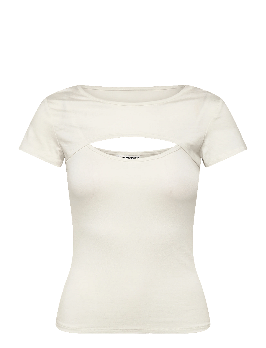 Weekday - Bolero Short Sleeve Top - t-shirts - off white - 0