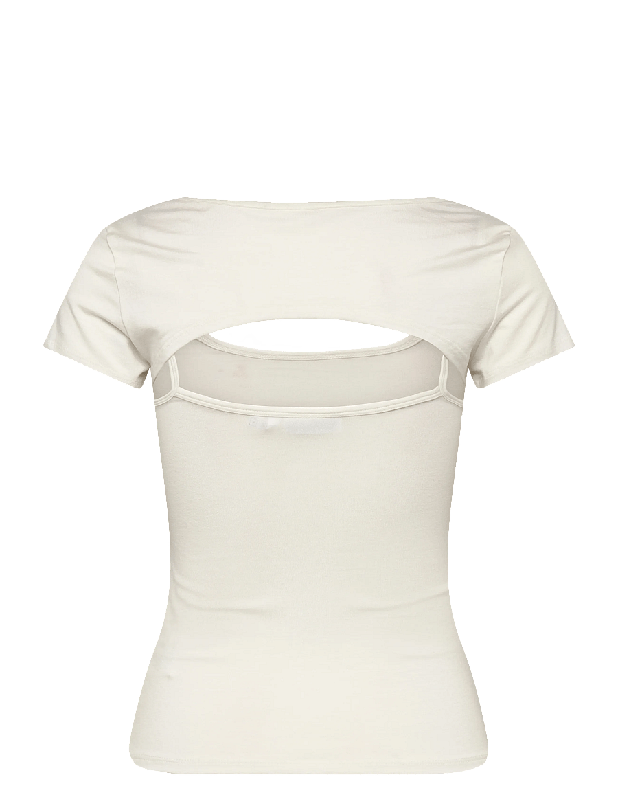 Weekday - Bolero Short Sleeve Top - t-shirts - off white - 1