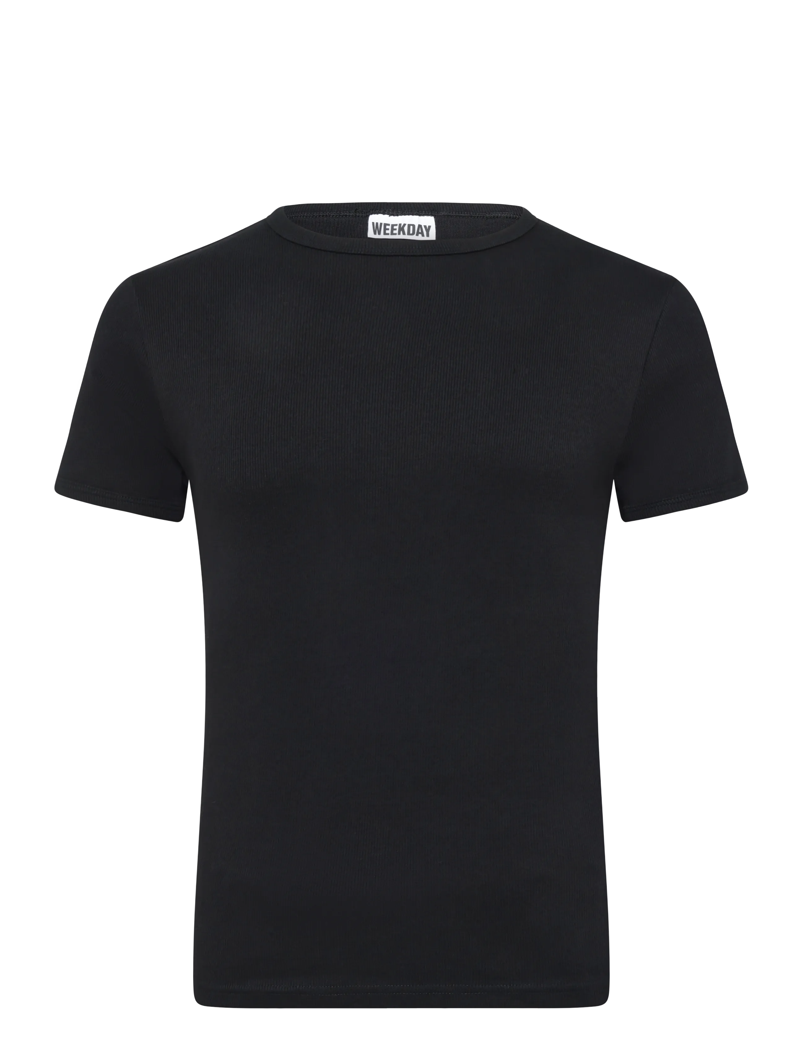 Weekday Classic Rib T-shirt - T-shirts - BLACK / black