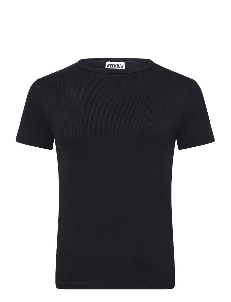 Weekday - Classic Rib T-shirt - kortermede t-skjorter - black - 0