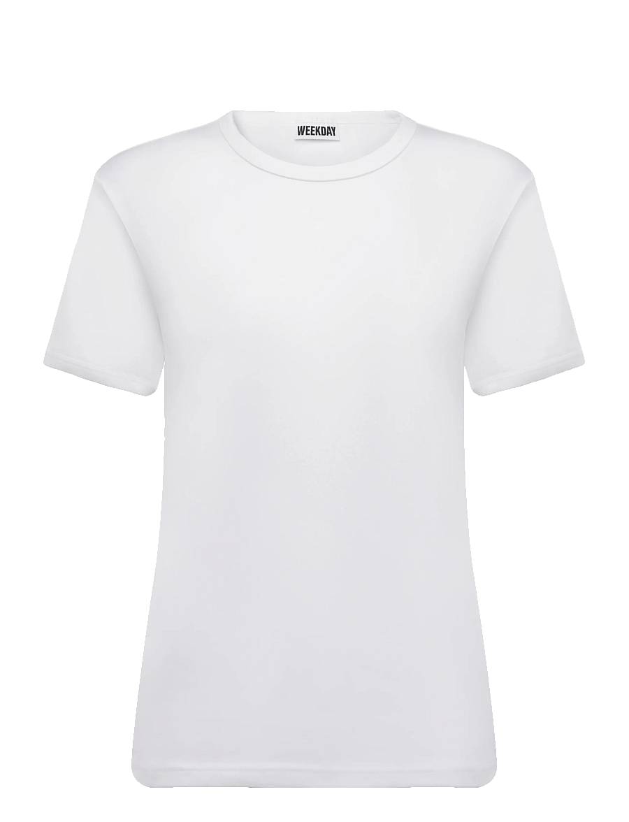 Weekday - Classic Rib T-shirt - kortärmade t-shirts - white - 0