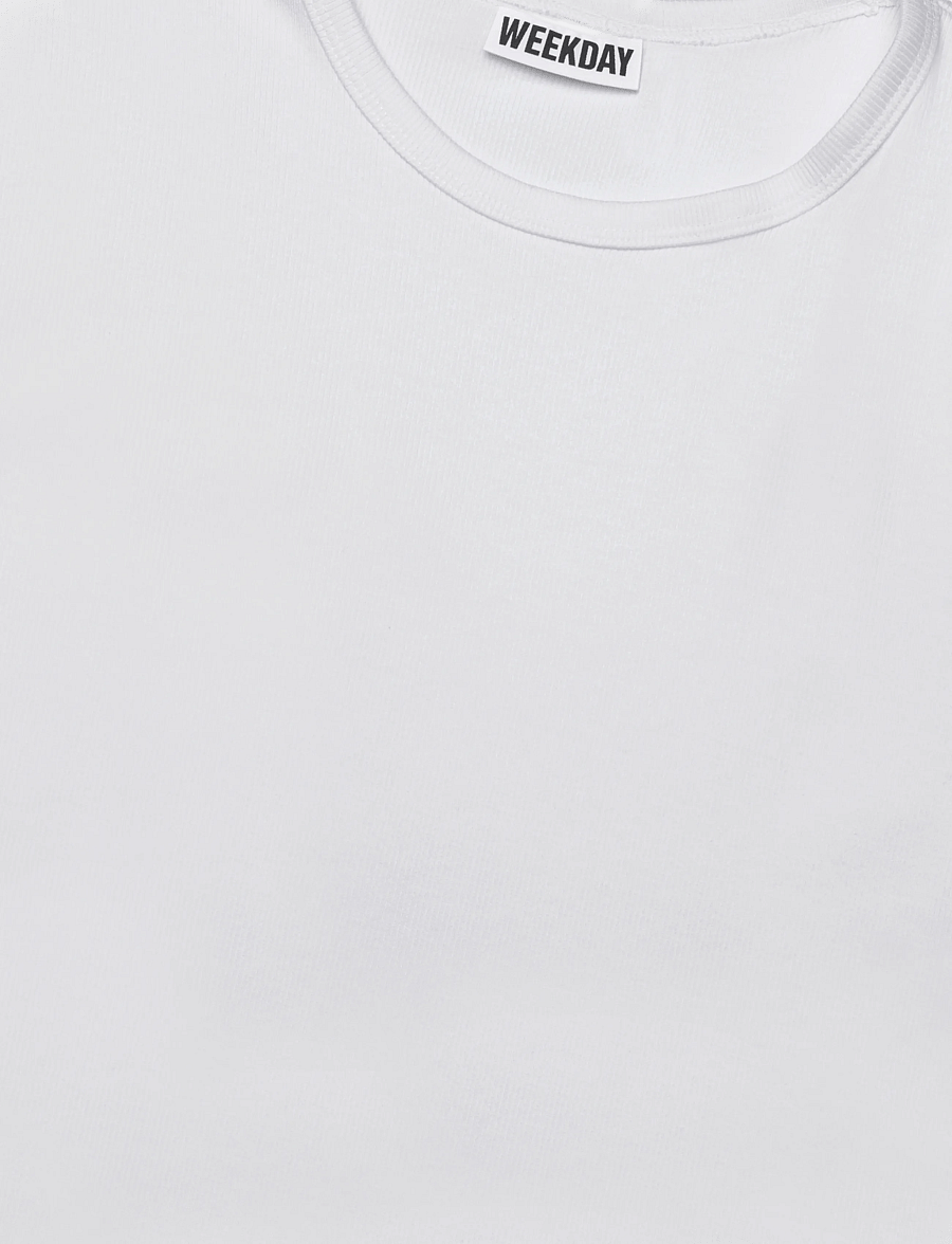 Weekday - Classic Rib T-shirt - kortärmade t-shirts - white - 2