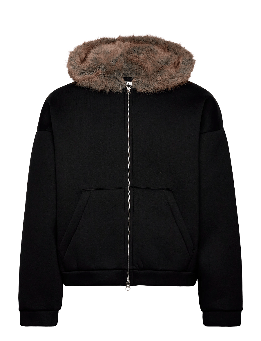 Weekday - Sammy Scuba Bonded Zip-Hoodie - winterjacken - black - 0