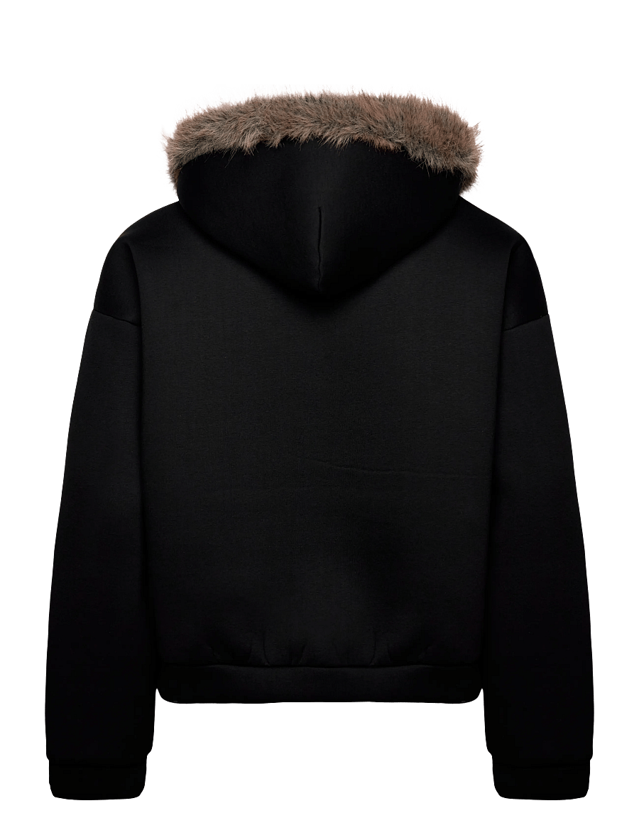 Weekday - Sammy Scuba Bonded Zip-Hoodie - winterjacken - black - 1