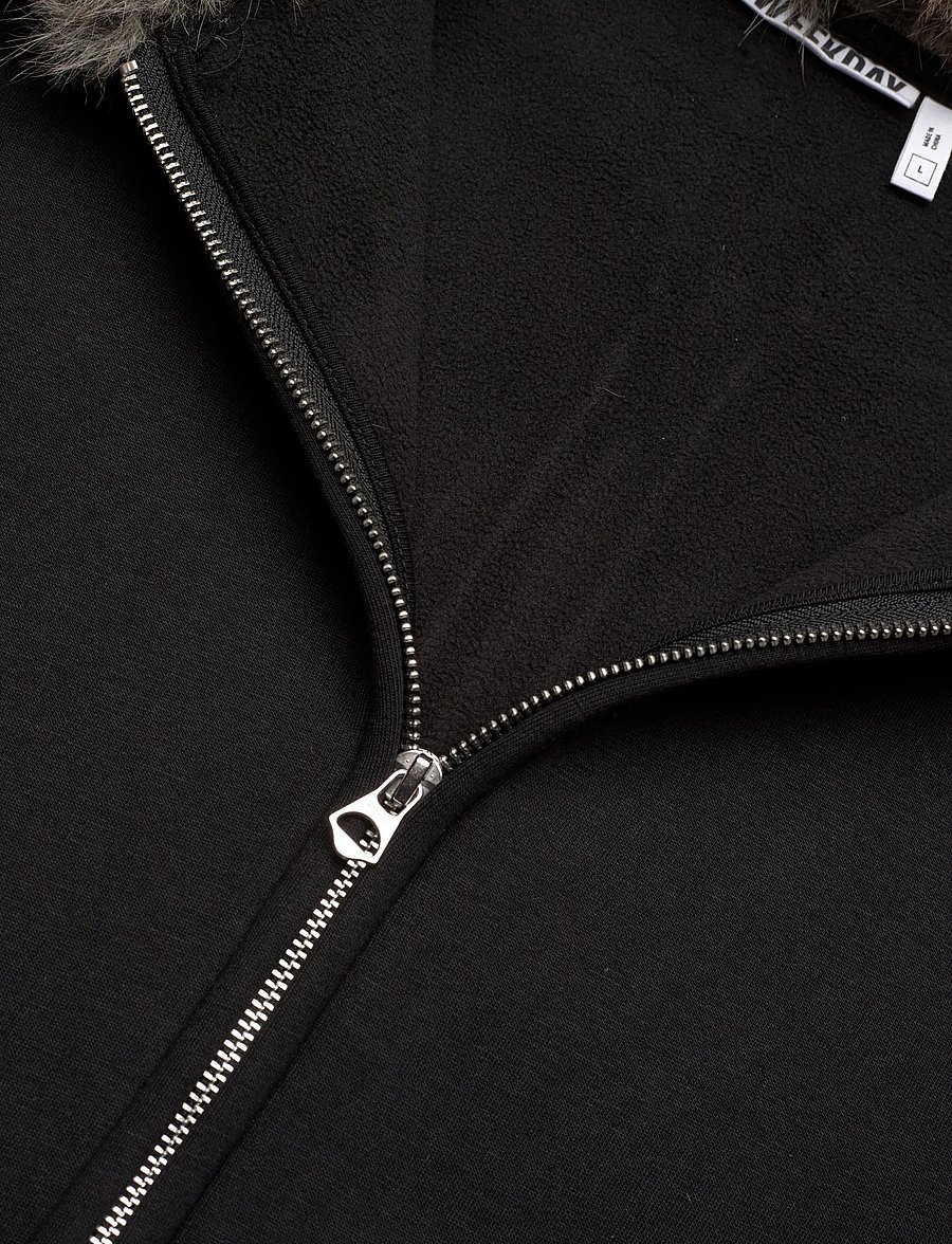 Weekday - Sammy Scuba Bonded Zip-Hoodie - winterjacken - black - 2