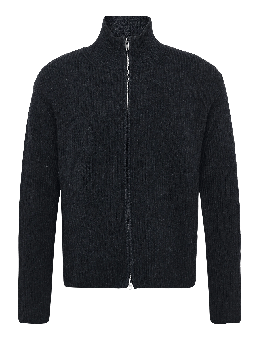 Weekday - Relaxed Wool-Blend Rib-Knit Zip Cardigan - pullover mit durchgehendem reißverschluss - blue dark - 0